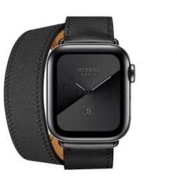 Apple Watch Hermes Series 5, 40mm Space Black Stainless Steel Case with Noir Swift Leather Double Tour